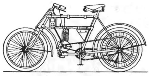 мотоцикл с одноцилиндровым двигателем, построенный на базе велосипеда