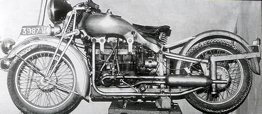 Мотоцикл MGC 1939 года с 4-х цилиндровым перевернутым двигателем 600cc